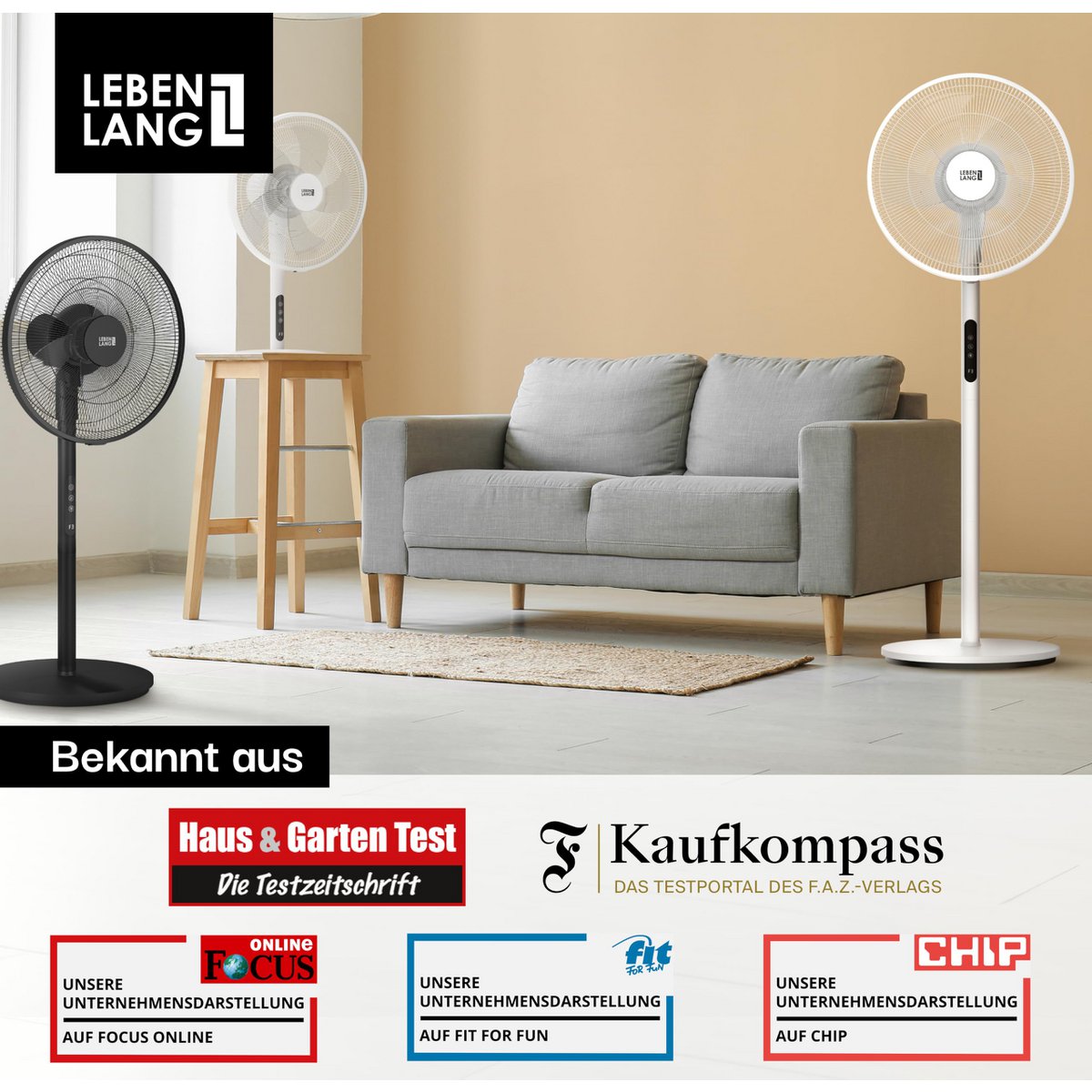 LIFETIME standing fan quiet - with remote control & LED display & 5 modes I oscillating energy saving I fan fans quiet standing fan for living room bedroom