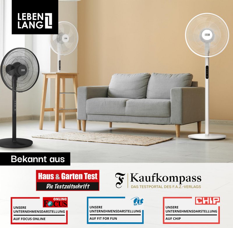 Ventilatore da terra silenzioso LIFETIME - con telecomando e display LED e 5 modalità I Risparmio energetico oscillante I Ventilatori Ventilatore da terra silenzioso per soggiorno camera da letto