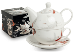 Edo Tea for One set, Crane White, giftbox