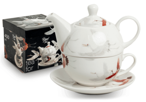 Edo Tea for One set, Crane White, giftbox