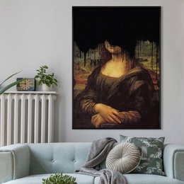 Kapiący czarny nadruk Mona Lisa Graffiti