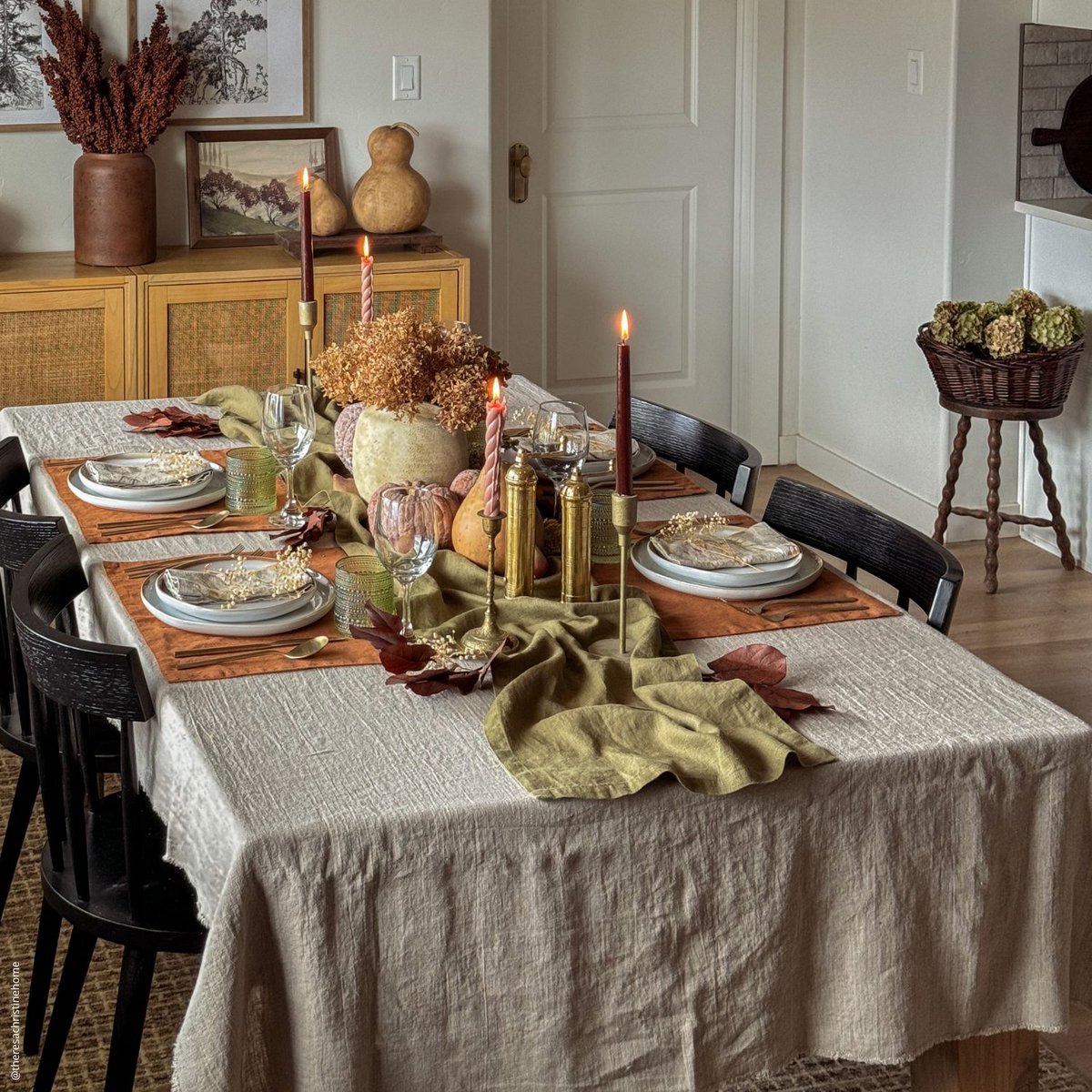 Natural Linen Tablecloth with Fringes