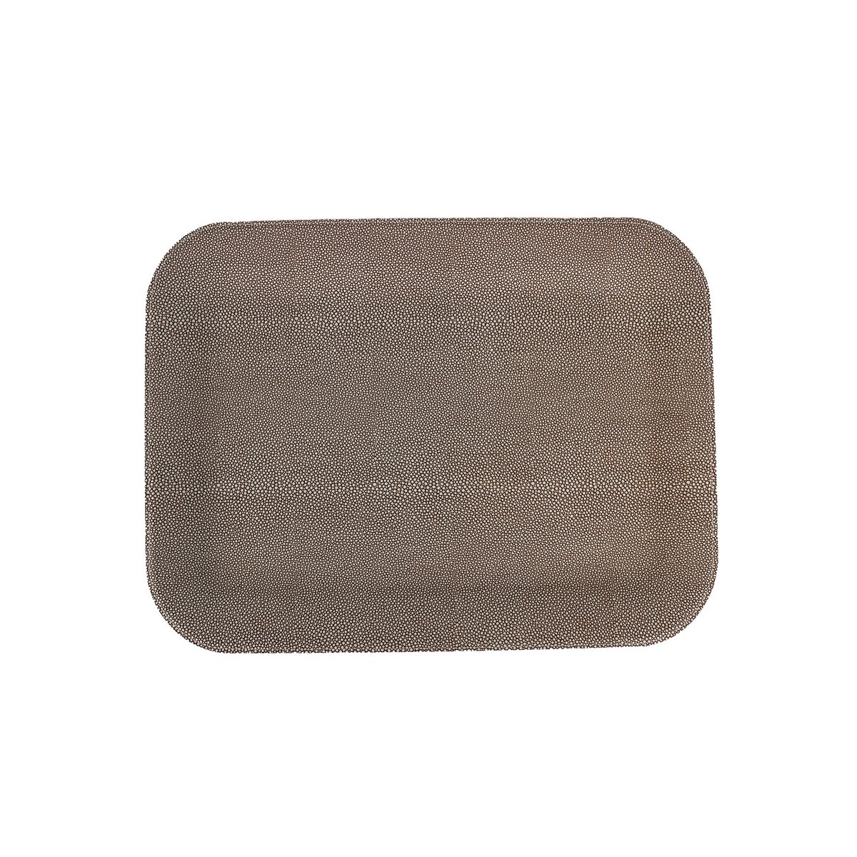 Plateau plat grand simili cuir galuchat marron