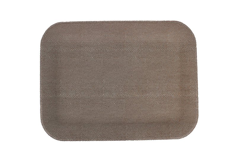 Plateau plat grand simili cuir galuchat marron
