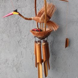 Bambus-Windspiel – natürliches Finish – Mutter und Küken