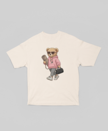 Oversize'owa koszulka Self Care Girl Bear