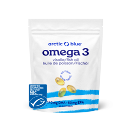 Small, soft fish oil capsules containing DHA and EPA omega-3 fatty acids.