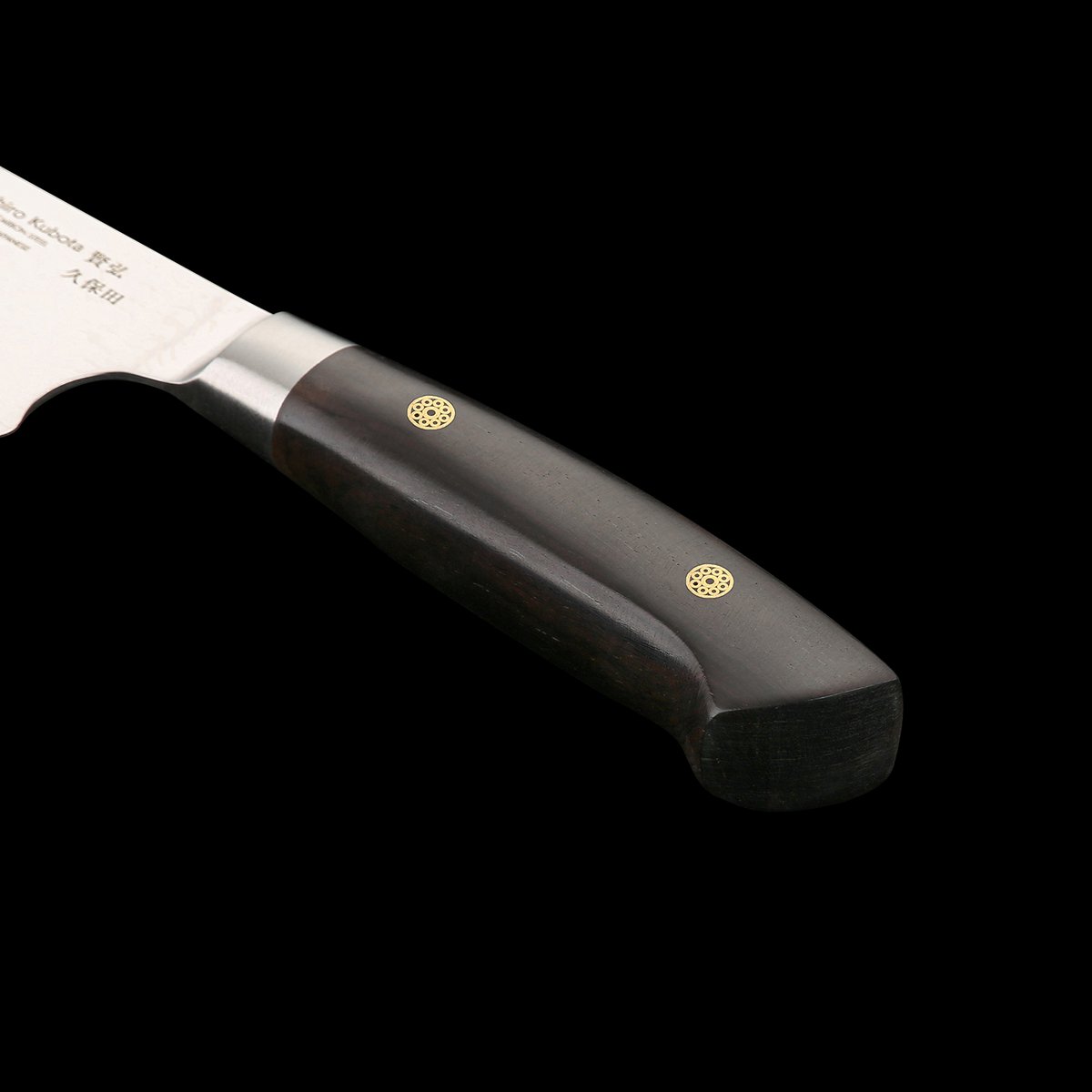 KATAHIRO KUBOTA zeis 3st. Koks-/Santoku-messenset gemaakt van damast en ebbenhouten handvat