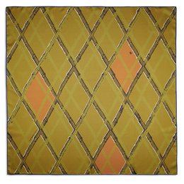 Khaki silk scarf with diamond pattern design