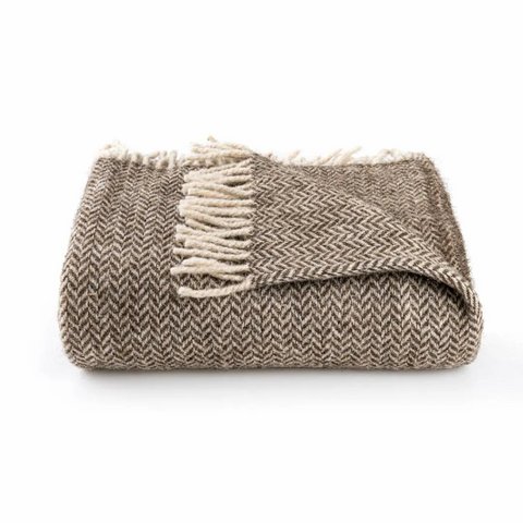 Ladira Wool Throw Blanket – Brown