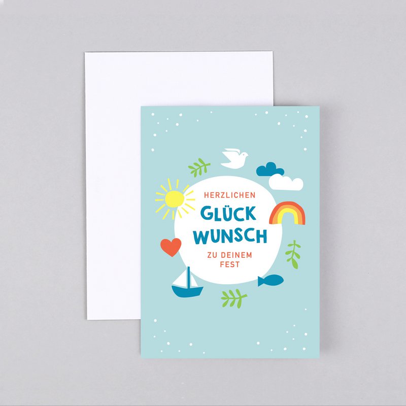 Glückwunschkarte Kommunion, Konfirmation, Taufe, Dina