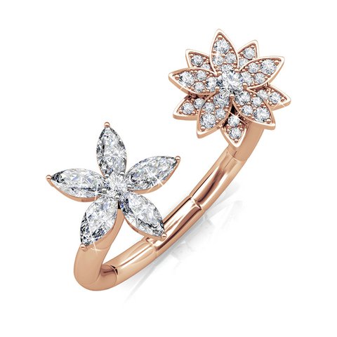 Fraternal Bloom Ring - Rose Gold and Crystal