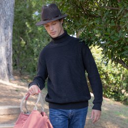 CHAPEAU FEUTRE - lien cuir, bord cousu