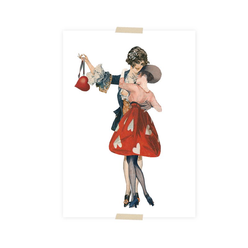 Postcard collage twee dansende dames