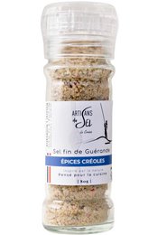 Slut på Guérande Salt med kreolsk krydderier - 80 g genopladelig mølle | Salthåndværkere