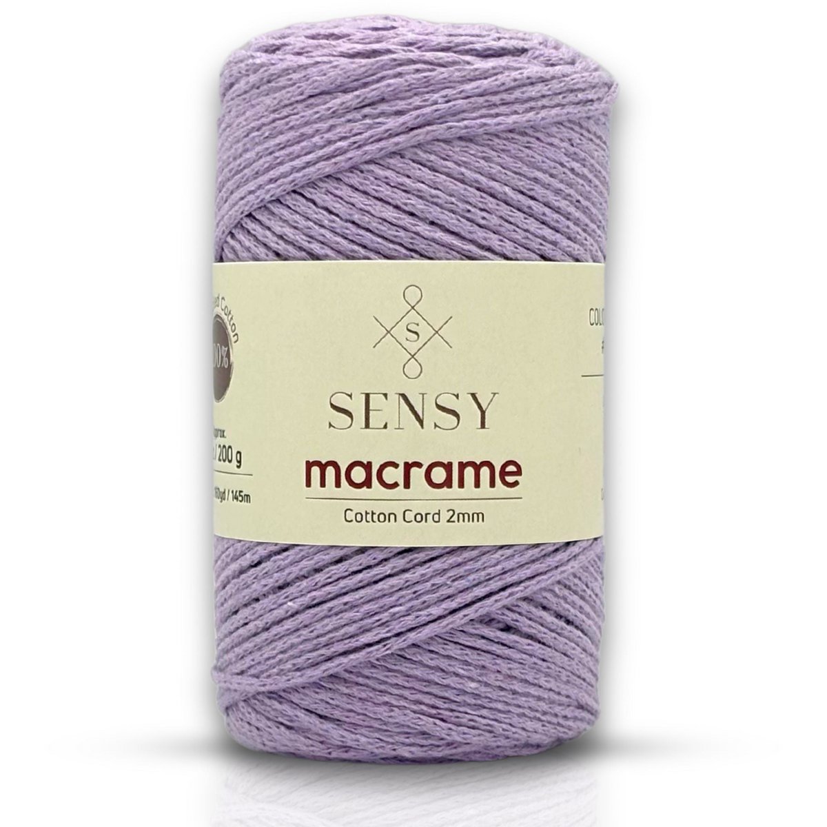 Sensy Premium 2 mm - 160 yards 100 % genanvendt bomuldsmacrame-ledning