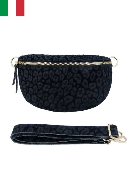Torebka na ramię ze skóry zamszowej w panterkę. Rozmiar S IT2313-LEOPARD
