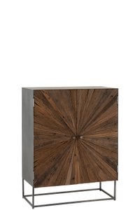 J-Line Kast Shanil 2 Deuren Hout/Ijzer Naturel/Grijs