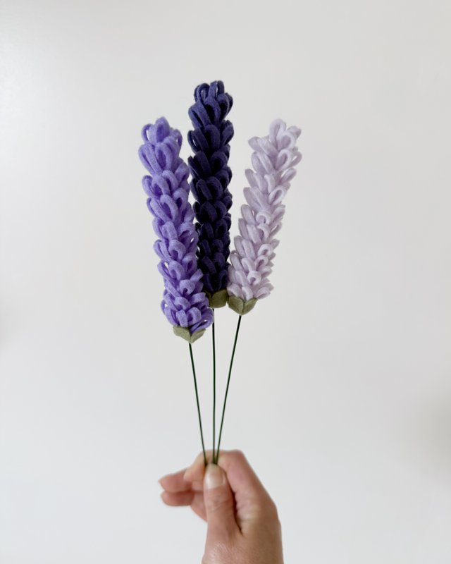 Felt flower lavender dark purple