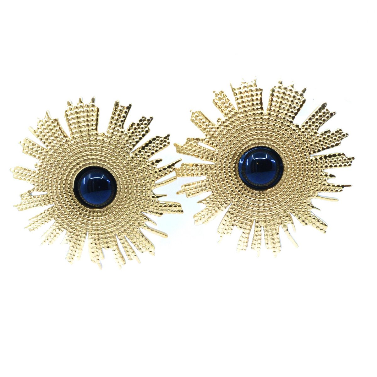 Boucles Oreilles Acier Clou d'Oreilles Soleil Gravé Cabochon