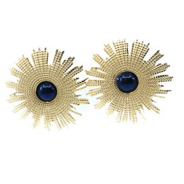 Boucles Oreilles Acier Clou d'Oreilles Soleil Gravé Cabochon