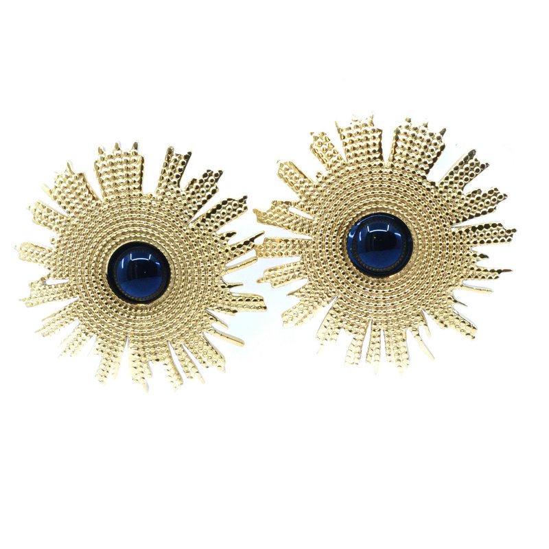 Boucles Oreilles Acier Clou d'Oreilles Soleil Gravé Cabochon