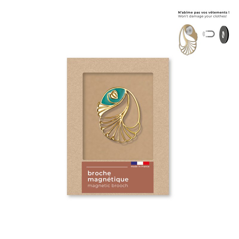 art nouveau magnetisk broche - smaragdpalmet