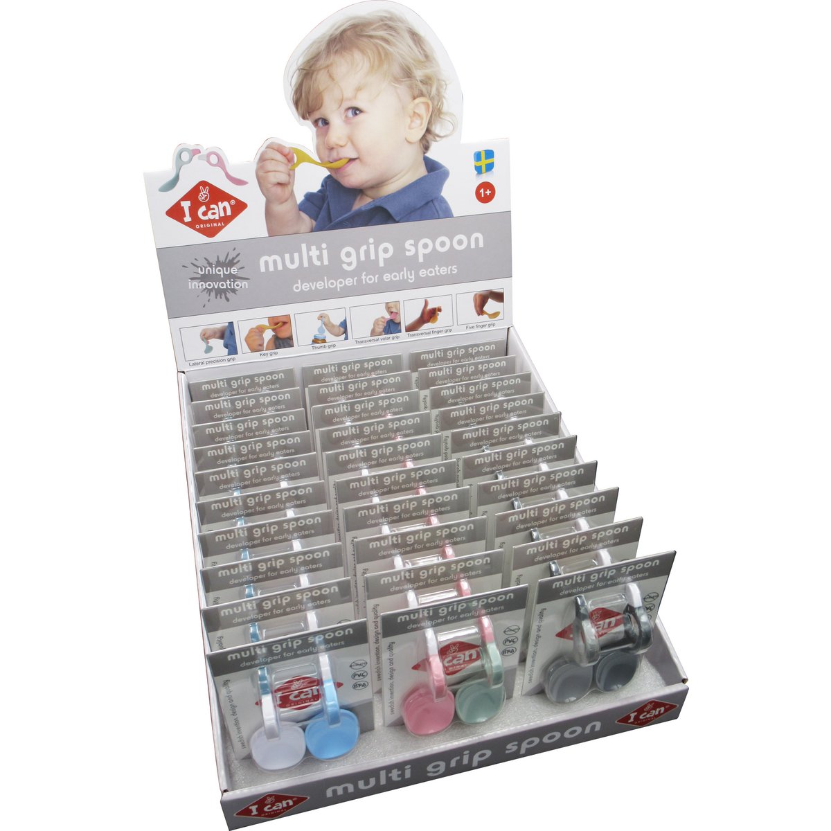 Dispalybox soft line, 10x Weiß/Hellblau, 10x Prinzessrosa/Olivgrün, 10x Grau/Hellgrau