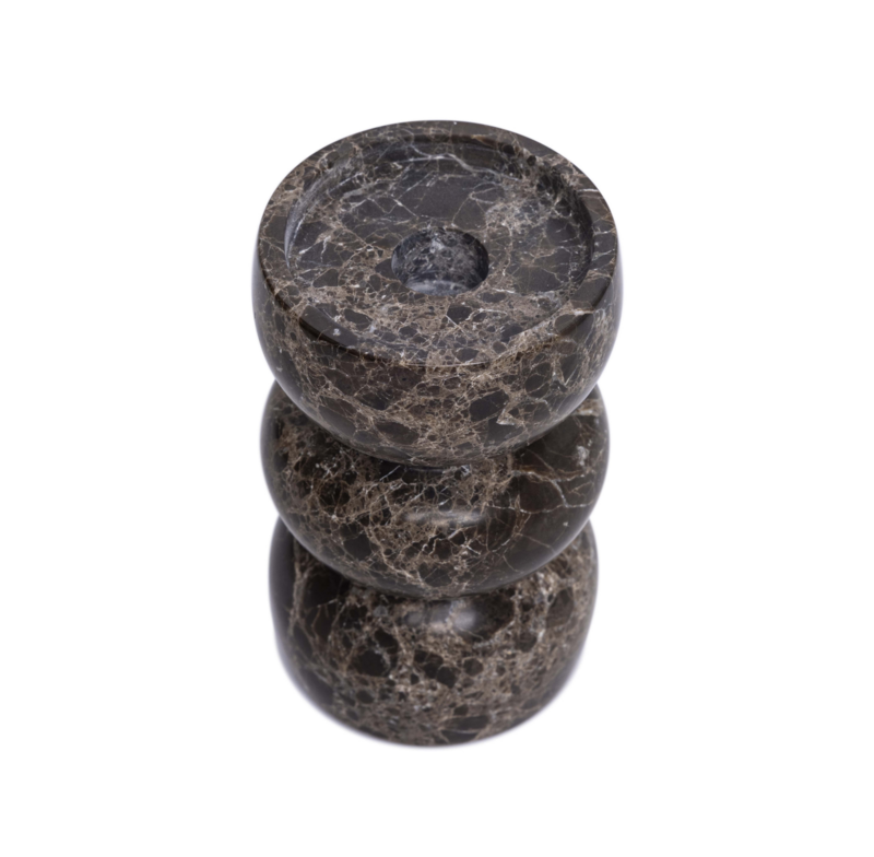 Yubí lysestage brun marmor H15cm