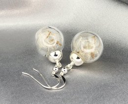 Echte paardenbloemoorbellen - 925 sterling zilver - elegante bloemensieraden - OHR925-12