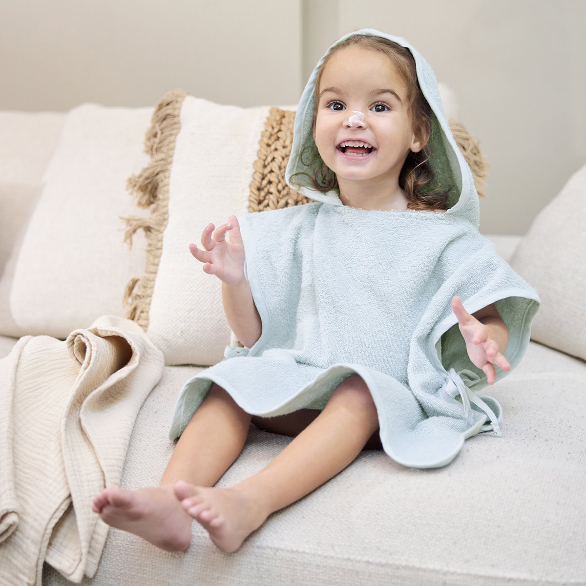 Badponcho badstof Wavy Grey Blue