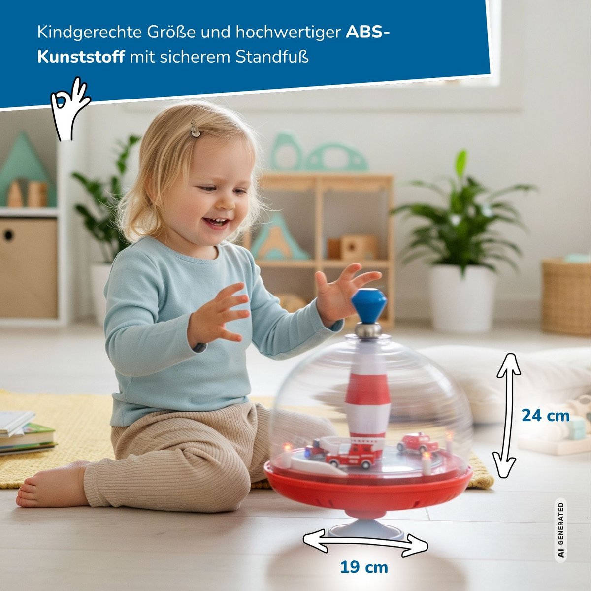 Brandweerpanoramatol voor kinderen, met geluid en bewegende elementen, Ø 19 cm