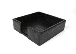 Soporte de servilleta Square S Crocodelo de cuero de cuero sintético Negro