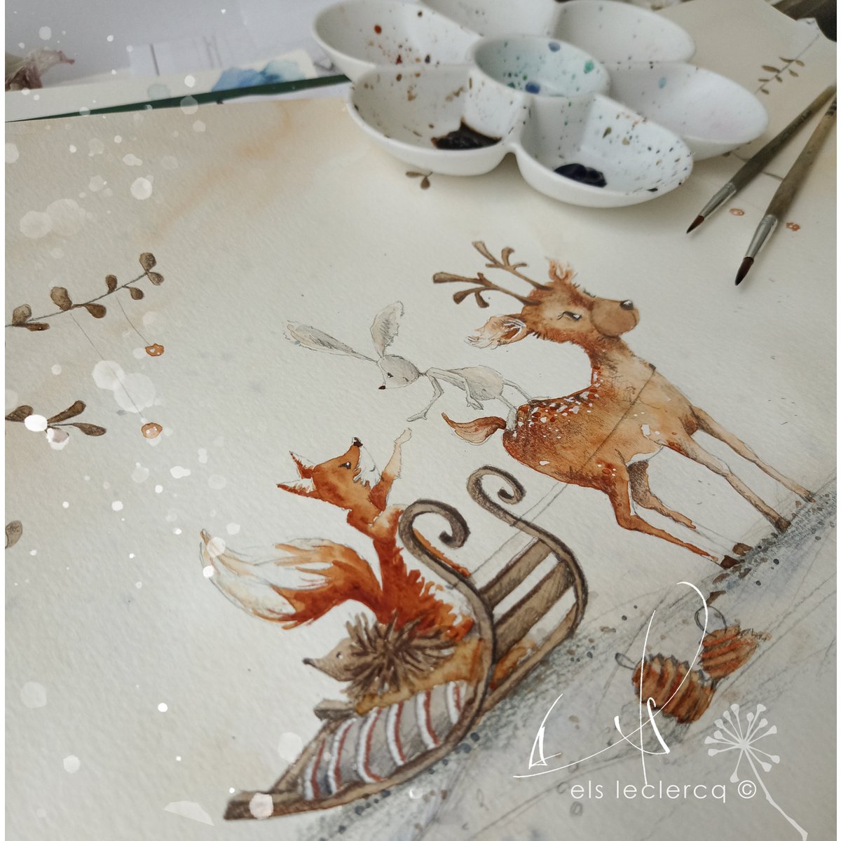 Wenskaart KERST – Slee