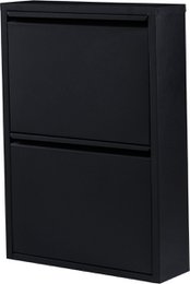 Metal shoe cabinet 2 doors | Matt black