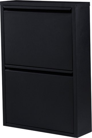 Metal shoe cabinet 2 doors | Matt black