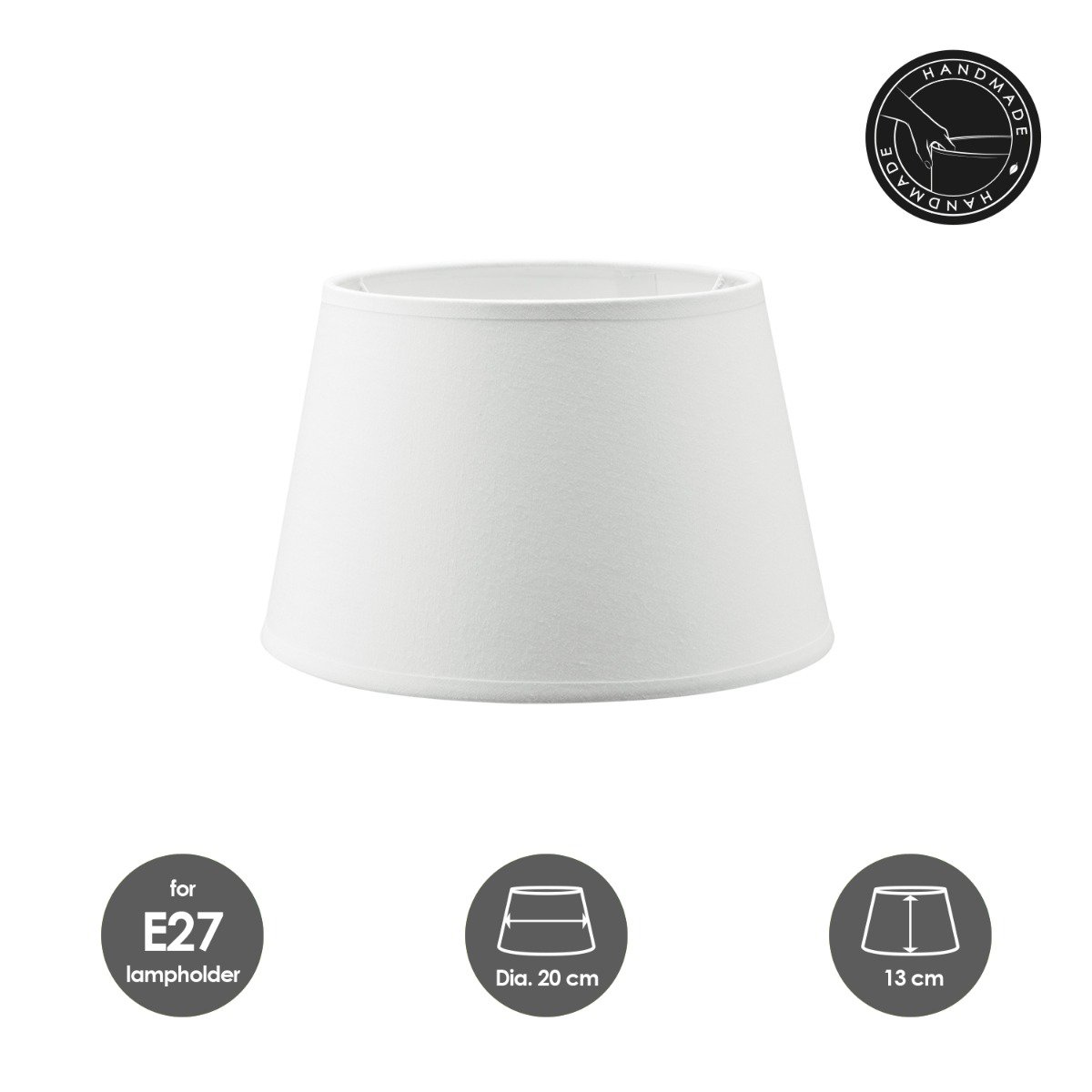 Home Sweet Home stoffen lampenkap Largo - wit - 20/15/13 cm