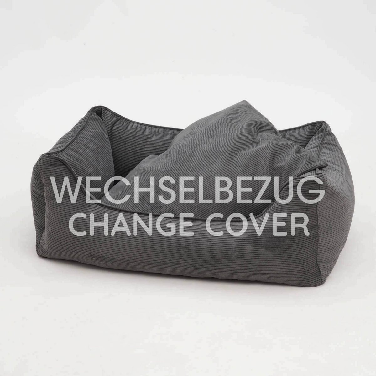 Wechselbezug Hundebett Box Bett Chelsea Cord graphit