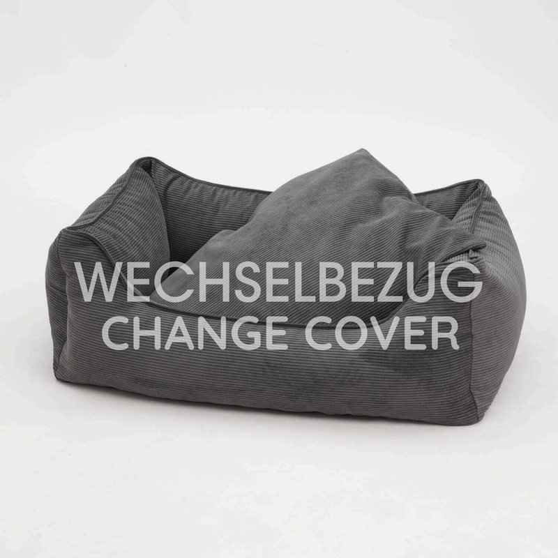 Wechselbezug Hundebett Box Bett Chelsea Cord graphit