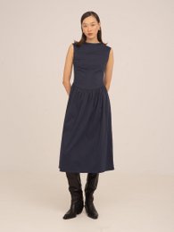 Frame blauwe midi-jurk