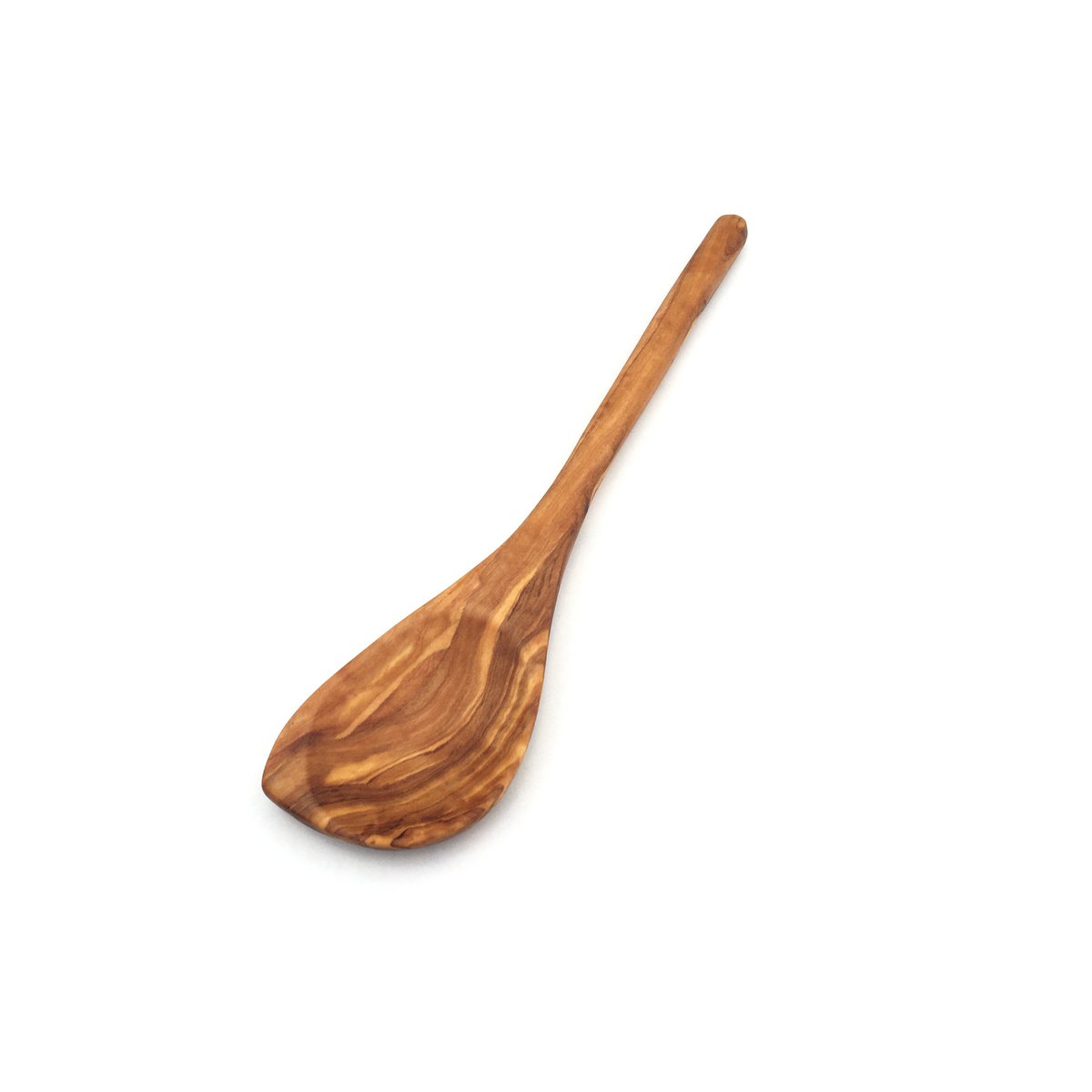 Cuchara de cocina con mango puntiagudo y redondo de madera de olivo