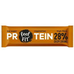 Feel FIT Karamell-Proteinriegel 28 % – Protein-Snack, zuckerarm, ballaststoffreich, vegetarisch, 40 g