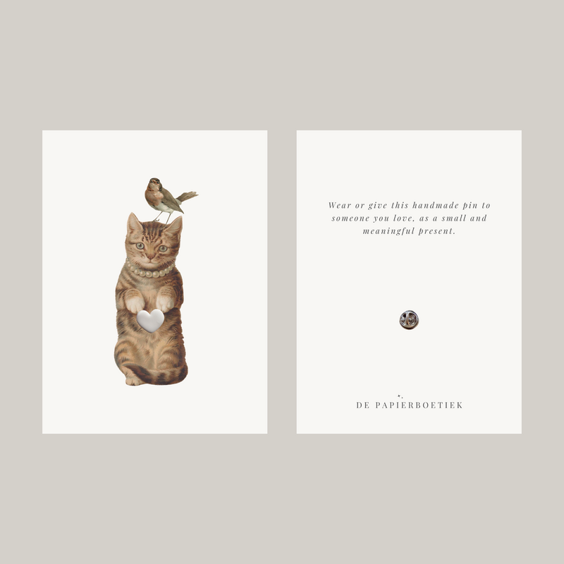 Karte mit Pin | Katze & Vogel (EN)