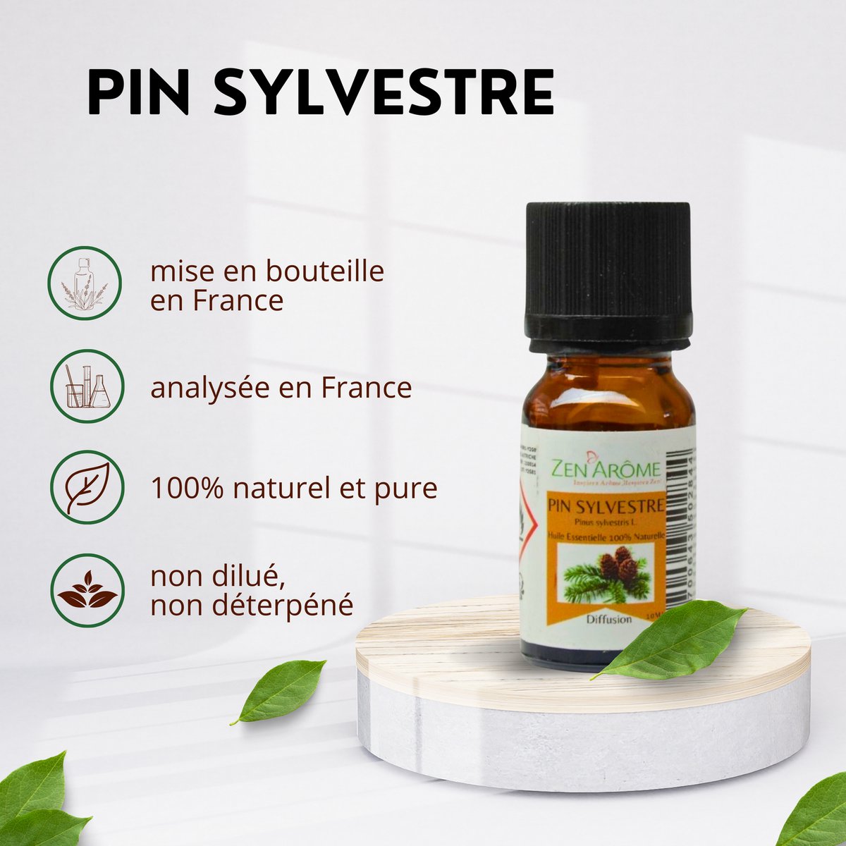 Olio essenziale - Pino silvestre - 10 ml - Uso per diffusione - Confezionato in Francia