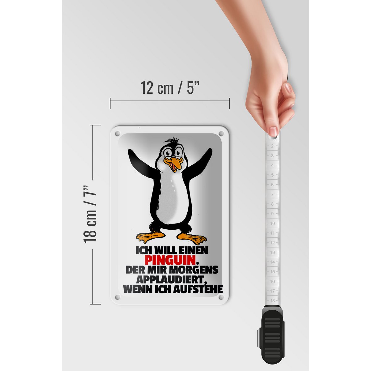 Tin sign saying 12x18cm wants penguin who applauds me decoration