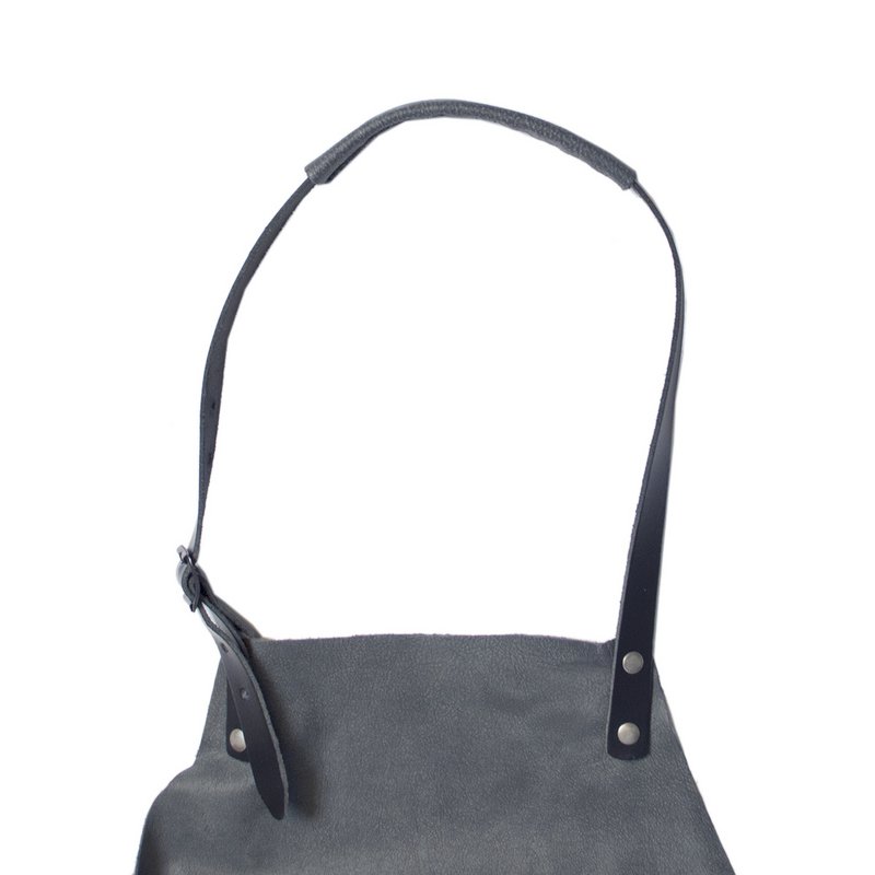 Apron Leather - BBQ Apron - BBQ Accessories - Olive Green and Gray Blue