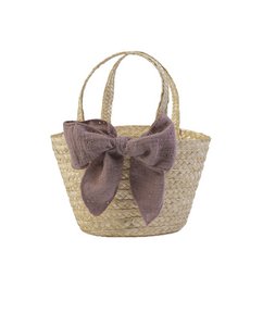 16518-P - Straw basket with bow - 100% handmade - SS 25