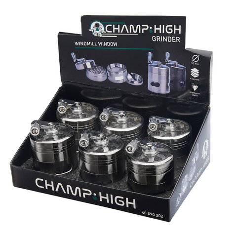 Display of 6 hand-cranked spice mills - Silver