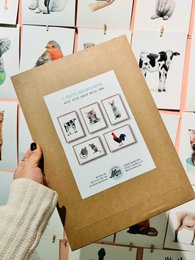 5 Dierenposters boerderijdieren - A4 - babykamer kinderkamer - kraamcadeau - wanddecoratie - handgeschilderd door Mies met aquarel