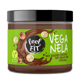 Feel FIT Veganela Kakao-Haselnuss-Aufstrich, vegan, ohne Zuckerzusatz, ohne Palmöl, 200 g